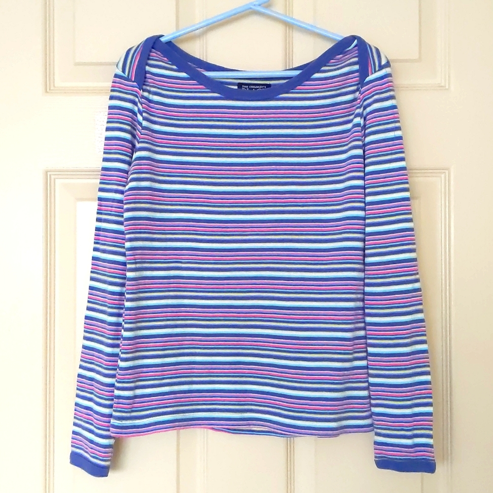 The Children's Place Girl's 100% Cotton Long sleeve top with multi color stripes
